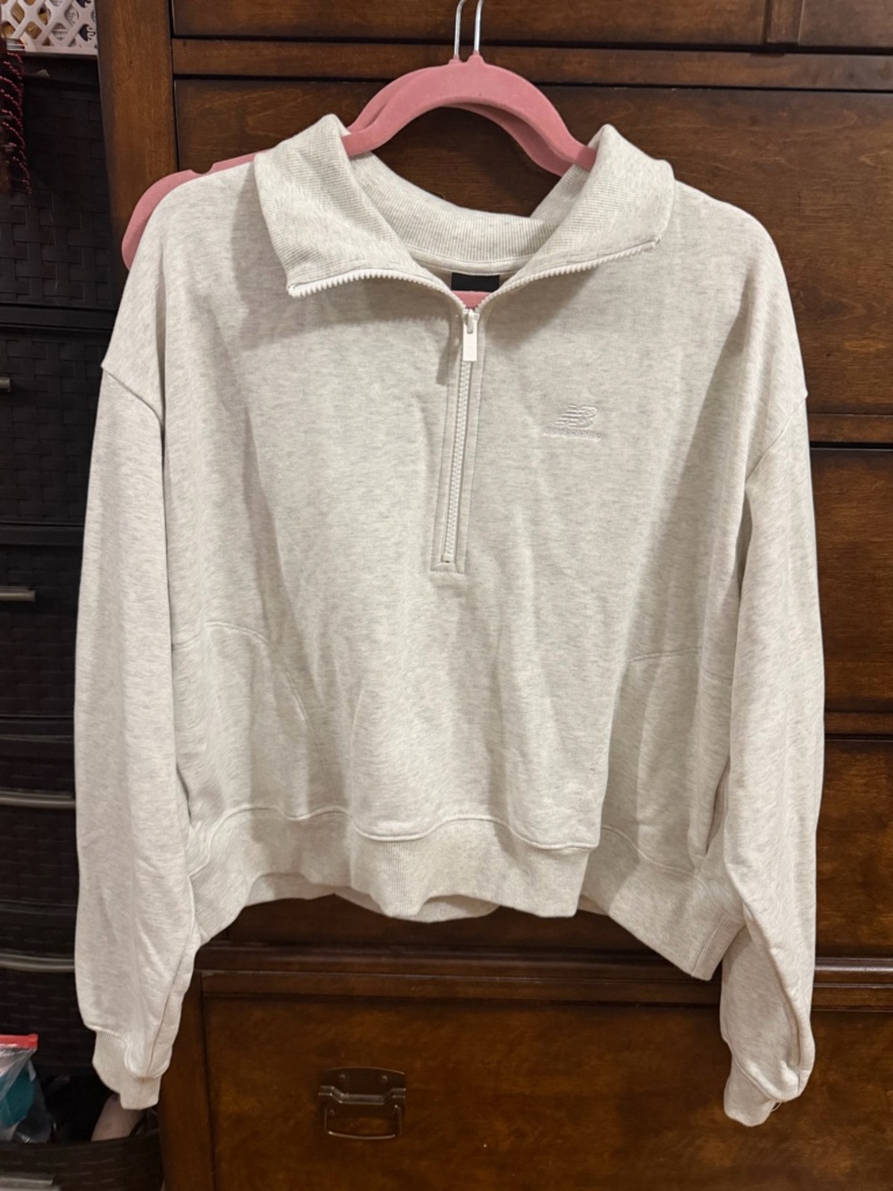 New Balance Light Beige Quarter-Zip Pullover Sweatshirt